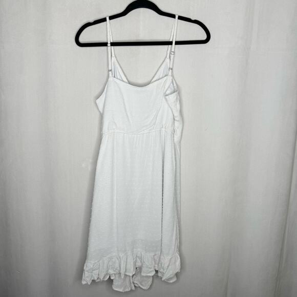 HOLLISTER / white Swiss dot wrap front ruffle dress / L - Picture 2 of 9